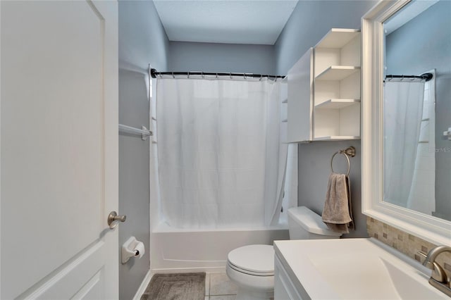 2510 Cross More St, Valrico, FL 33594 - full bathroom featuring shower / bath combo with shower curtain, tile patterned flooring, toilet, and vanity