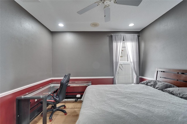 2510 Cross More St, Valrico, FL 33594 - bedroom featuring a ceiling fan, recessed lighting, and wood finished floors