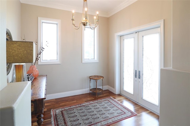 11105 5th St E, Treasure Island, FL 33706 - interior space featuring a notable chandelier, french doors, and wood finished floors