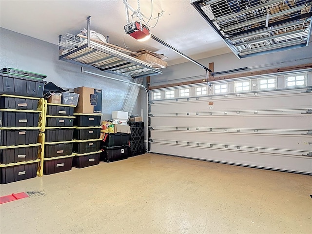 garage with a garage door opener