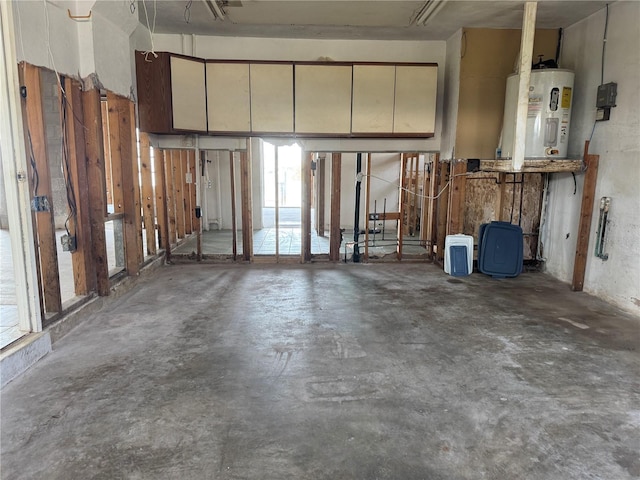 garage with electric water heater