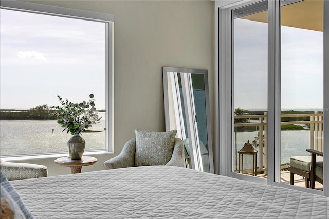 bedroom with a water view