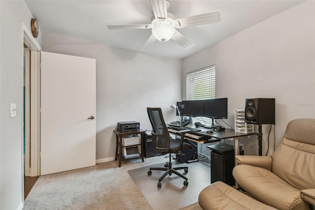 1187 Mistwood Dr, Tarpon Springs, FL 34688 - office area featuring a ceiling fan and carpet