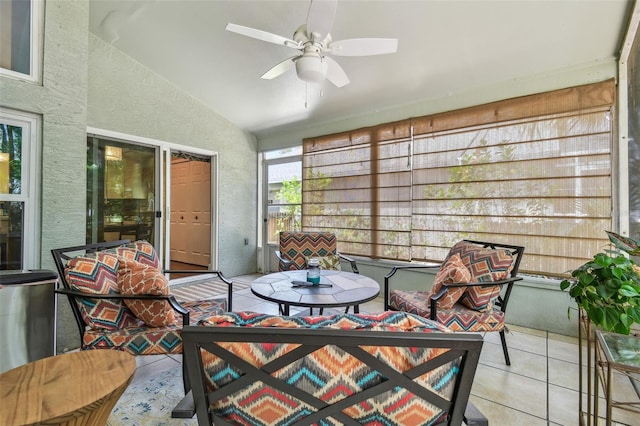 1187 Mistwood Dr, Tarpon Springs, FL 34688 - sunroom featuring an outdoor hangout area and ceiling fan