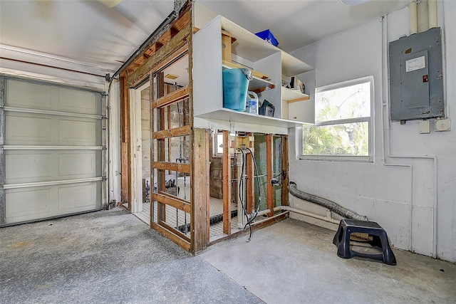 garage with electric panel