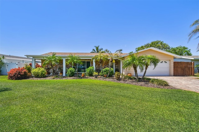 6667 28th St S, Saint Petersburg, FL 33712 - single story home featuring a garage, fence, driveway, and a front lawn