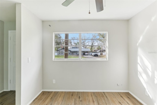 7711 Amherst St Unit A & B, Tampa, FL 33625 - empty room featuring wood finished floors, baseboards, and a ceiling fan