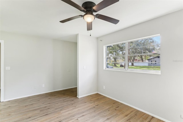 7711 Amherst St Unit A & B, Tampa, FL 33625 - empty room featuring baseboards, light wood finished floors, and ceiling fan