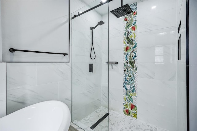 1832 Flamingo Dr, North Fort Myers, FL 33917 - full bath featuring a stall shower and a freestanding tub