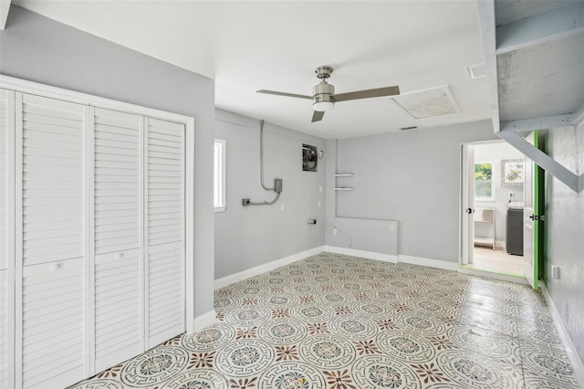 1832 Flamingo Dr, North Fort Myers, FL 33917 - interior space with baseboards, a closet, and a ceiling fan