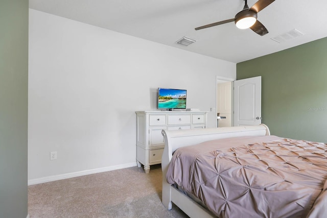 14426 Haddon Mist Dr, Wimauma, FL 33598 - carpeted bedroom with a ceiling fan, baseboards, and visible vents