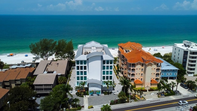 19816 Gulf Blvd Unit 201, Indian Shores, FL 33785 - drone / aerial view with a water view and a beach view