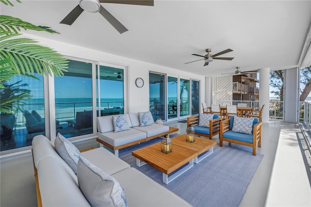 19816 Gulf Blvd Unit 201, Indian Shores, FL 33785 - view of patio with an outdoor living space, outdoor dining space, and ceiling fan