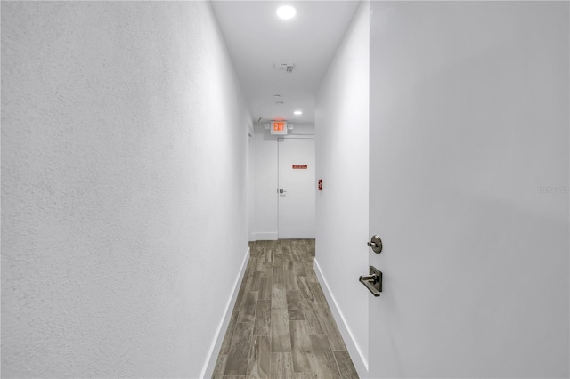 19816 Gulf Blvd Unit 201, Indian Shores, FL 33785 - hallway with recessed lighting, baseboards, and wood finished floors