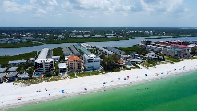 19816 Gulf Blvd Unit 201, Indian Shores, FL 33785 - drone / aerial view with a water view and a beach view