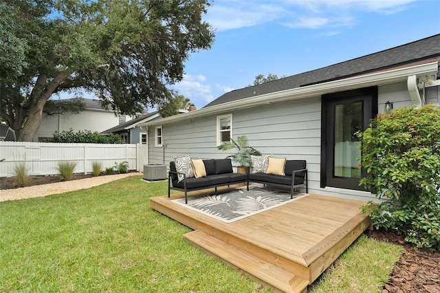 2910 W Aquilla St, Tampa, FL 33629 - wooden deck featuring an outdoor living space and cooling unit