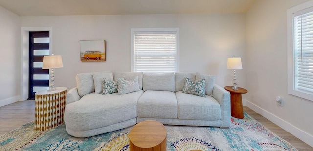 4530 5th Ave S, Saint Petersburg, FL 33711 - living area with plenty of natural light, wood finished floors, and baseboards