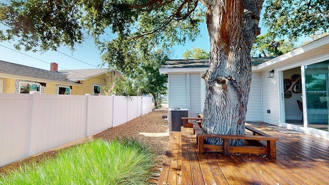 4530 5th Ave S, Saint Petersburg, FL 33711 - wooden terrace featuring fence and central AC unit