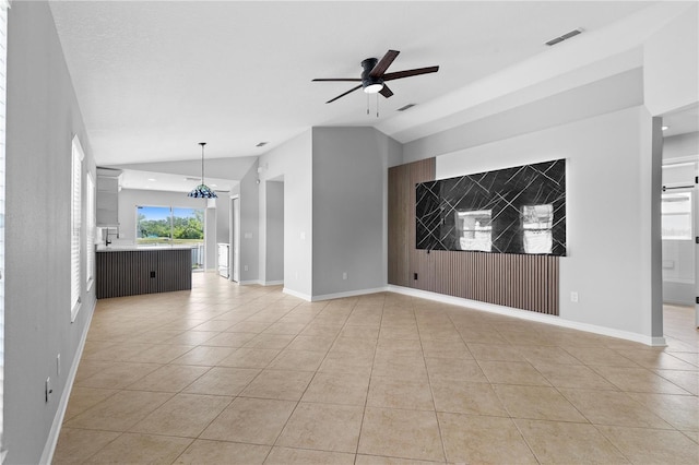 10108 36th Ct E, Parrish, FL 34219 - unfurnished room with lofted ceiling, light tile patterned floors, and ceiling fan