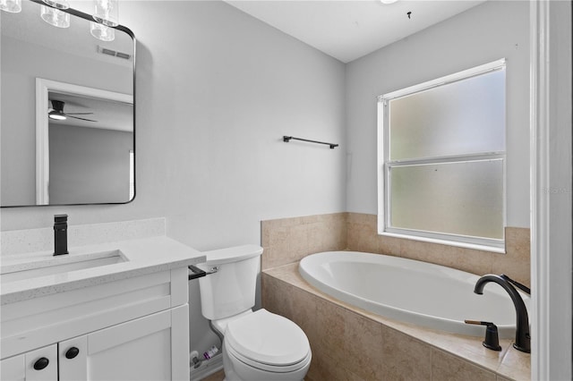 10108 36th Ct E, Parrish, FL 34219 - bathroom with a garden tub, a ceiling fan, and vanity