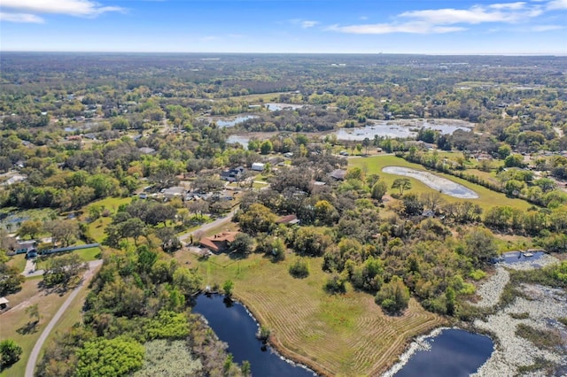 9825 Casey Dr, New Port Richey, FL 34654 - birds eye view of property with a wooded view and a water view