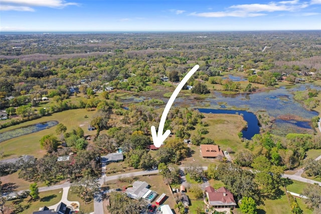 9825 Casey Dr, New Port Richey, FL 34654 - aerial view with a water view and a view of trees
