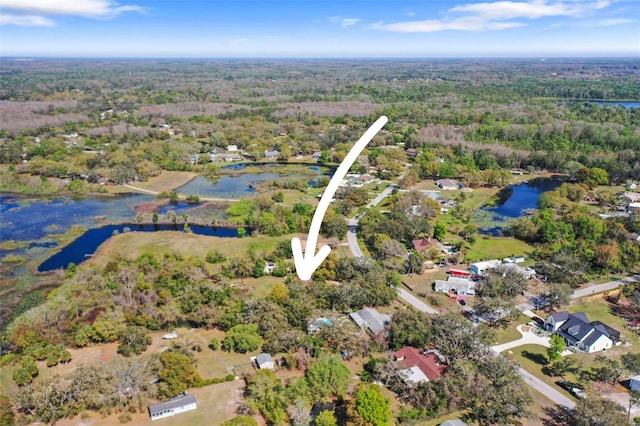 9825 Casey Dr, New Port Richey, FL 34654 - bird's eye view with a water view and a view of trees