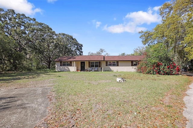 9825 Casey Dr, New Port Richey, FL 34654 - ranch-style home featuring stucco siding and a front lawn