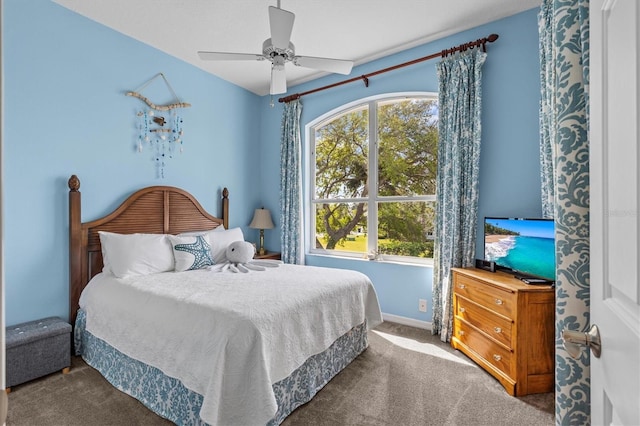 2050 N Pointe Alexis Dr, Tarpon Springs, FL 34689 - bedroom with baseboards, carpet floors, and a ceiling fan