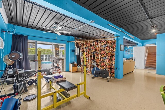 2050 N Pointe Alexis Dr, Tarpon Springs, FL 34689 - exercise area featuring a ceiling fan