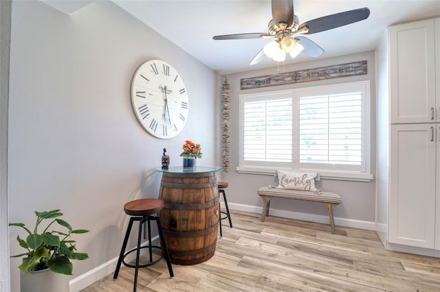 8326 Archwood Cir, Tampa, FL 33615 - interior space featuring baseboards, ceiling fan, and light wood-style flooring