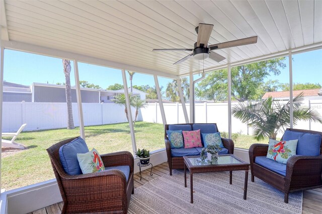 8326 Archwood Cir, Tampa, FL 33615 - sunroom / solarium with outdoor lounge area and ceiling fan
