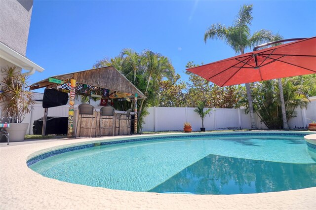 8326 Archwood Cir, Tampa, FL 33615 - view of pool with a fenced backyard, a fenced in pool, and outdoor dry bar