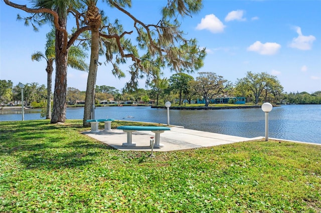 7049 Peninsular Dr, New Port Richey, FL 34652 - view of property's community with a lawn and a water view