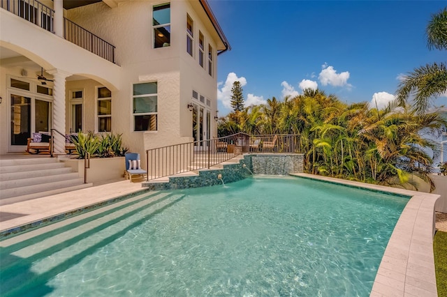 362 41st Ave, St Pete Beach, FL 33706 - view of pool with a patio, a fenced in pool, fence, and a ceiling fan