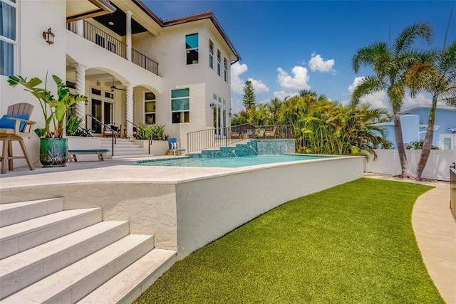 362 41st Ave, St Pete Beach, FL 33706 - view of pool with a fenced backyard, a patio area, ceiling fan, and a swimming pool