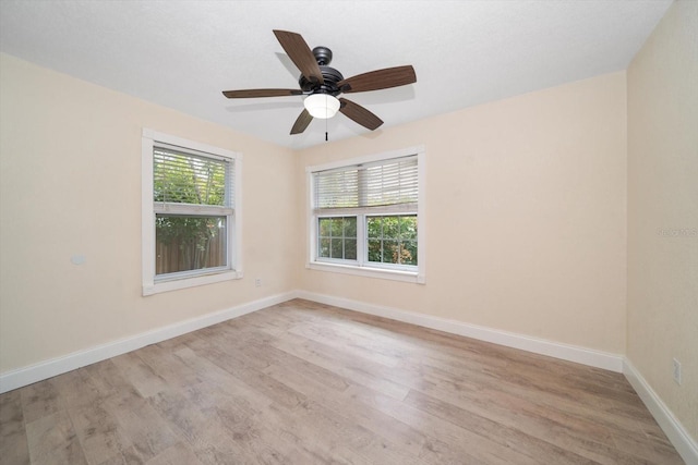 2585 9th Ave N, Saint Petersburg, FL 33713 - empty room with light wood-type flooring, baseboards, and ceiling fan