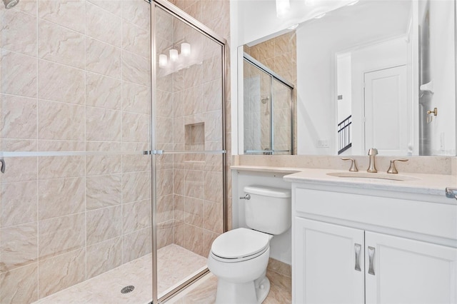 30900 Spruceberry Ct, Wesley Chapel, FL 33543 - bathroom with toilet, a stall shower, and vanity