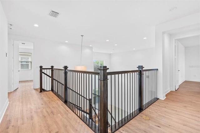 30900 Spruceberry Ct, Wesley Chapel, FL 33543 - hall featuring plenty of natural light, an upstairs landing, and light wood-type flooring