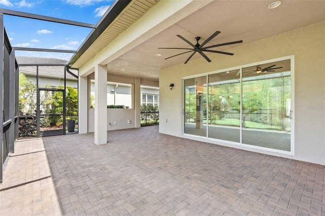 30900 Spruceberry Ct, Wesley Chapel, FL 33543 - unfurnished sunroom featuring ceiling fan