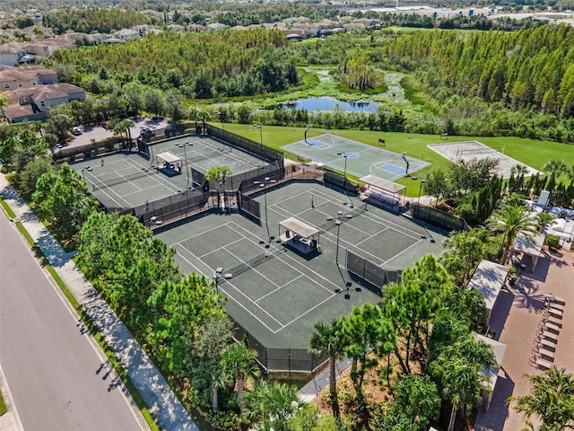 30900 Spruceberry Ct, Wesley Chapel, FL 33543 - drone / aerial view with a forest view and a water view