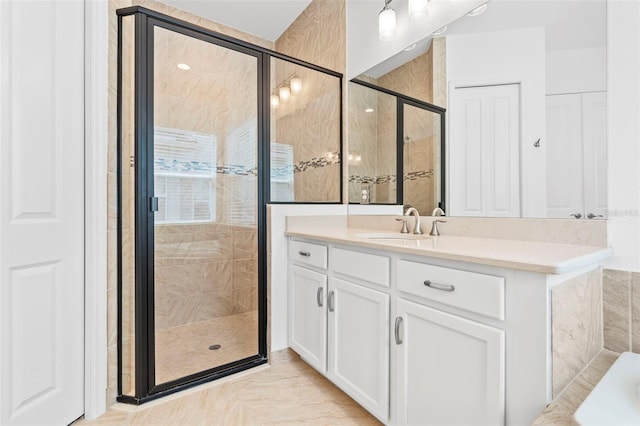 30900 Spruceberry Ct, Wesley Chapel, FL 33543 - bathroom featuring a shower stall and vanity