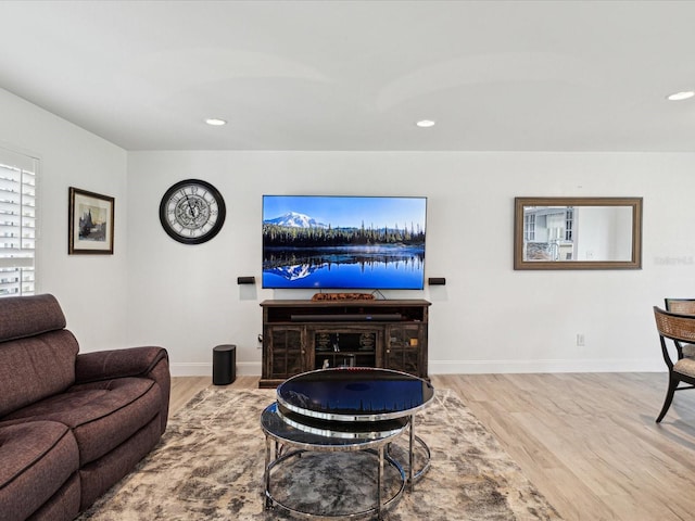 1666 N Dakota Ave NE, Saint Petersburg, FL 33703 - living room with recessed lighting, baseboards, and wood finished floors