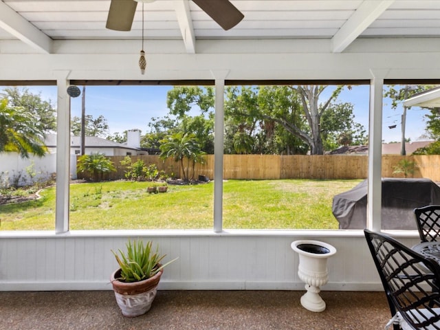 1666 N Dakota Ave NE, Saint Petersburg, FL 33703 - sunroom featuring beam ceiling and ceiling fan