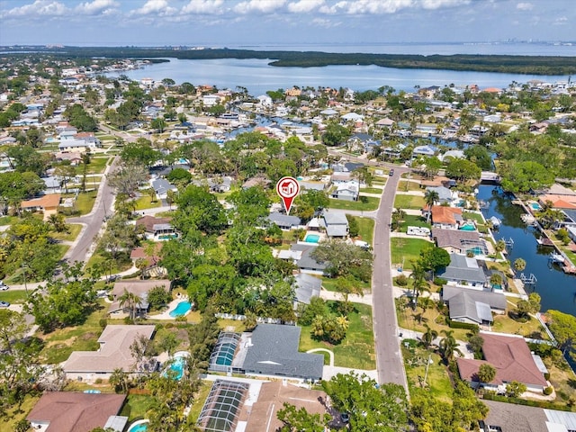 1666 N Dakota Ave NE, Saint Petersburg, FL 33703 - birds eye view of property featuring a water view and a residential view