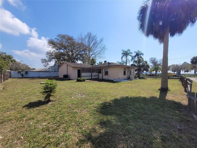 view of yard with a fenced backyard