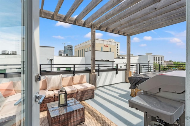 907 Arlington Ave N, Saint Petersburg, FL 33705 - balcony with outdoor lounge area, a grill, and a pergola