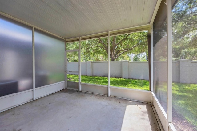 view of unfurnished sunroom