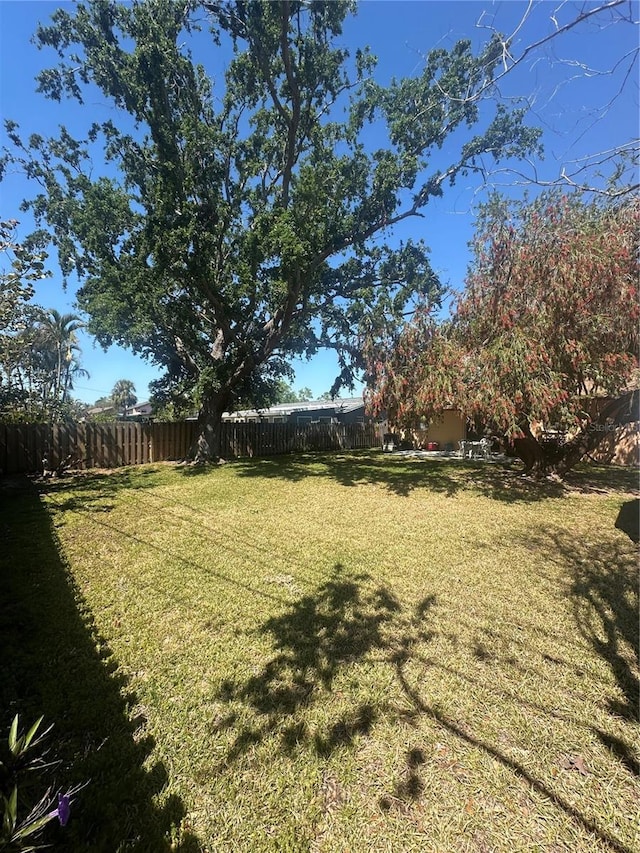 view of yard with a fenced backyard