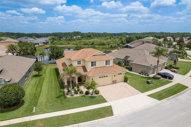 19123 Sunset Bay Dr, Land O Lakes, FL 34638 - drone / aerial view featuring a water view and a residential view